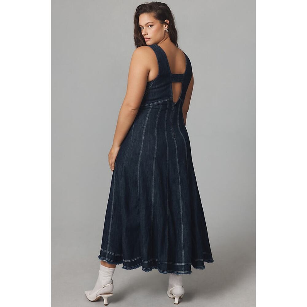 Anthropologie x Pilcro Seamed V-Neck Denim Dress Women's Anthro Plus Size 26W 26 - Picture 14 of 16
